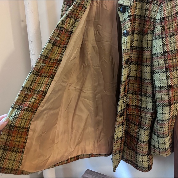▪️sold▪️vintage green plaid coat gruppo americano mid length jacket - Picture 8 of 11